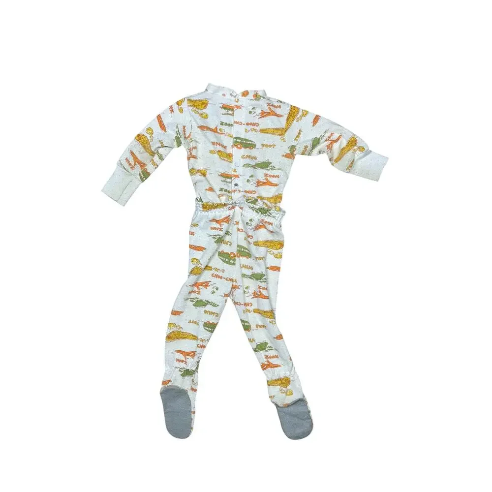 Vintage 60s 70s Carter's Footed Two Piece Snap Sleeper Pajamas Size 12 month